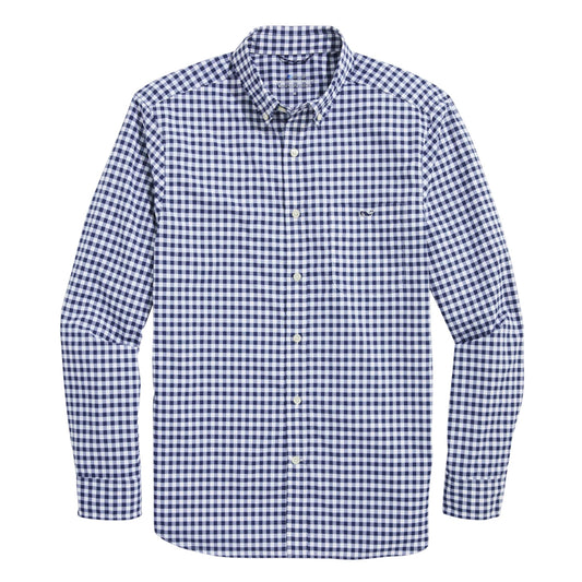 vineyard vines Men's On-The-Go Nylon Gingham Shirt, Blue Blazer Plaid