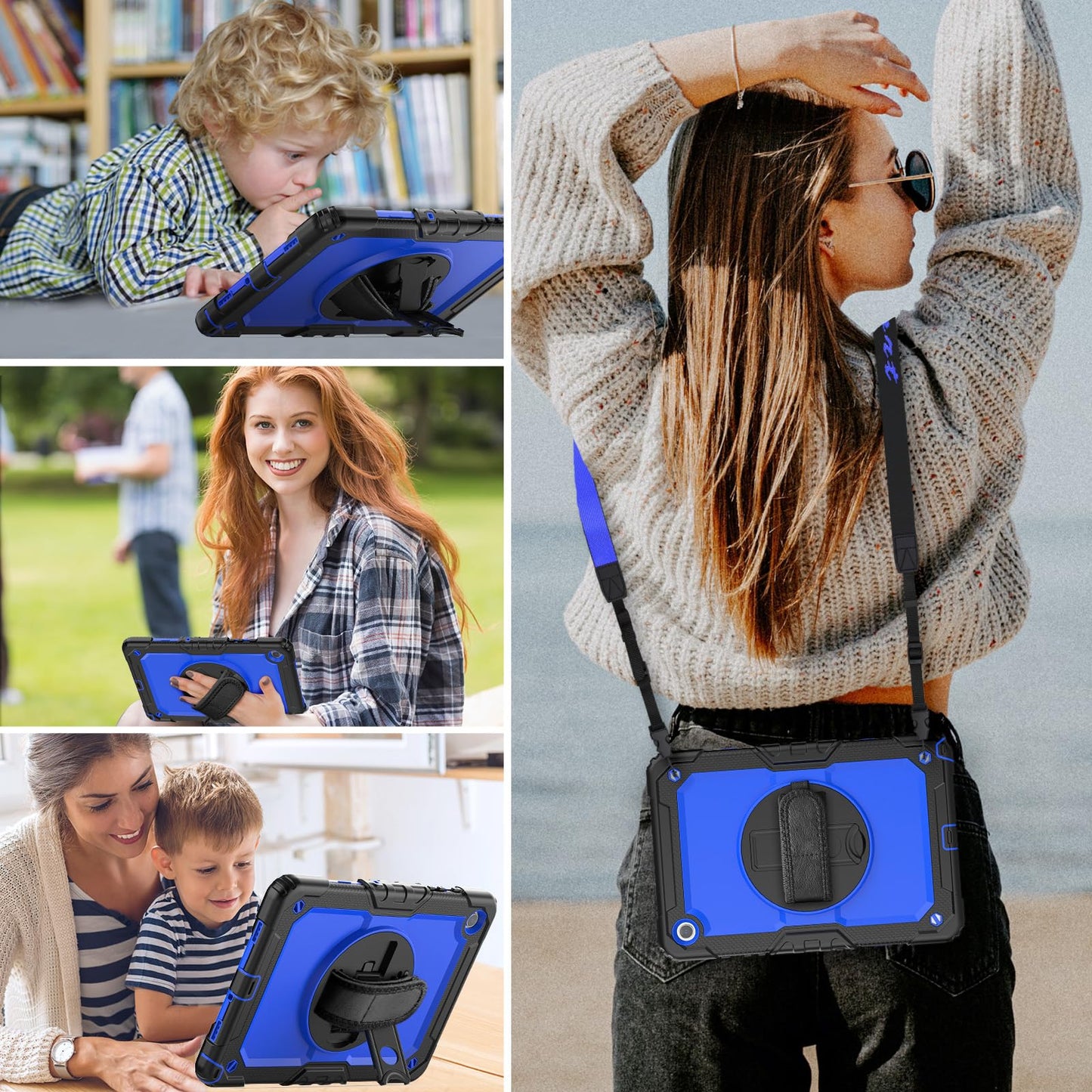 HXCASEAC Case for Samsung Galaxy Tab A9+ Plus 11 Inch, Protective with Screen Protector/Hand Strap/Pen Holder, Sturdy Shockproof for Samsung A9 Plus Tablet Case SM-X210 SM-X216 SM-X218 - Blue