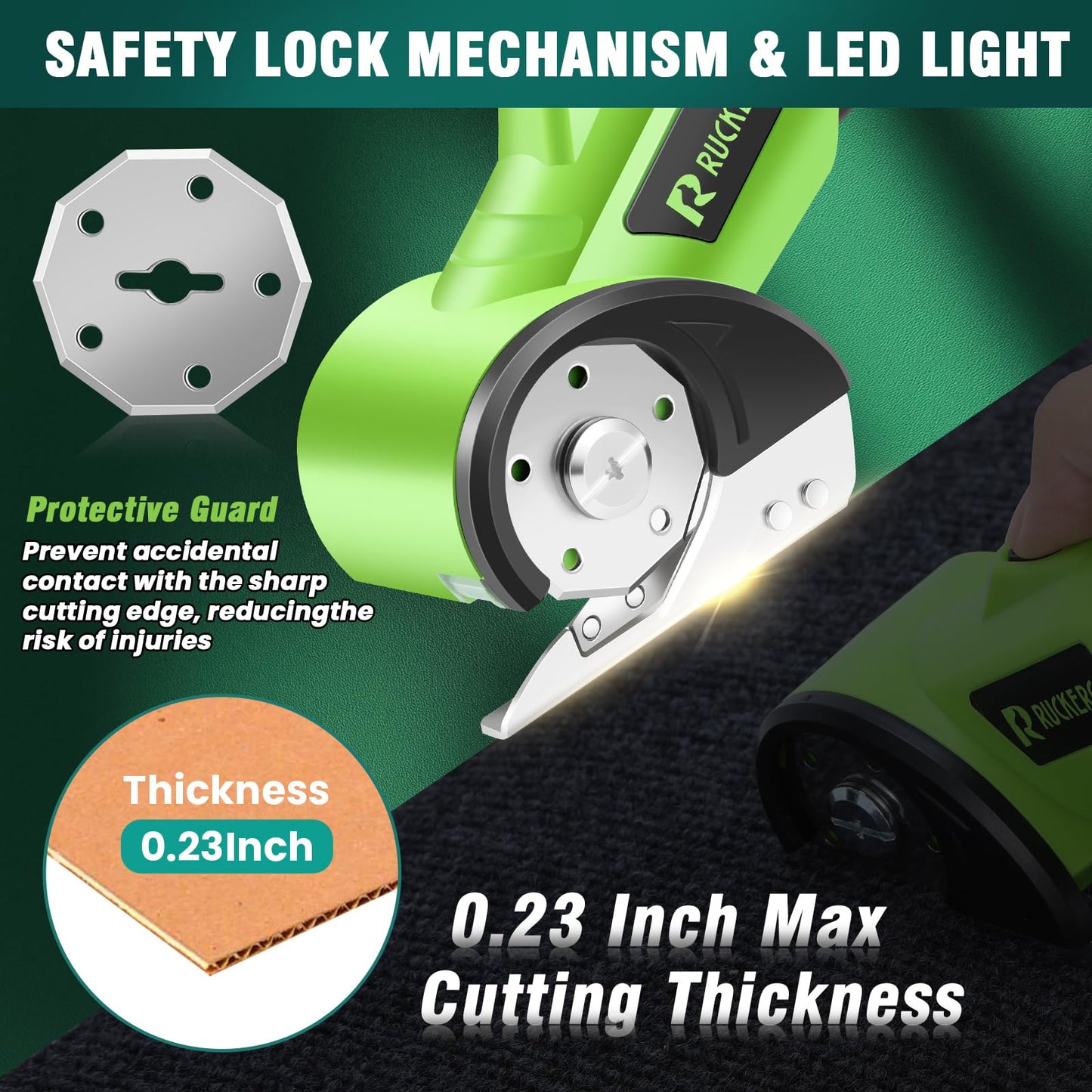 Cordless Electric Scissors Box Cutter 2 Rotary Blades – 4V Heavy Duty Rechargeable Cardboard Cutter, Storage Box & Fabric Scissor With Safety Lock, USB Cable – For Plastic, Carpet, Leather, DIY Crafts