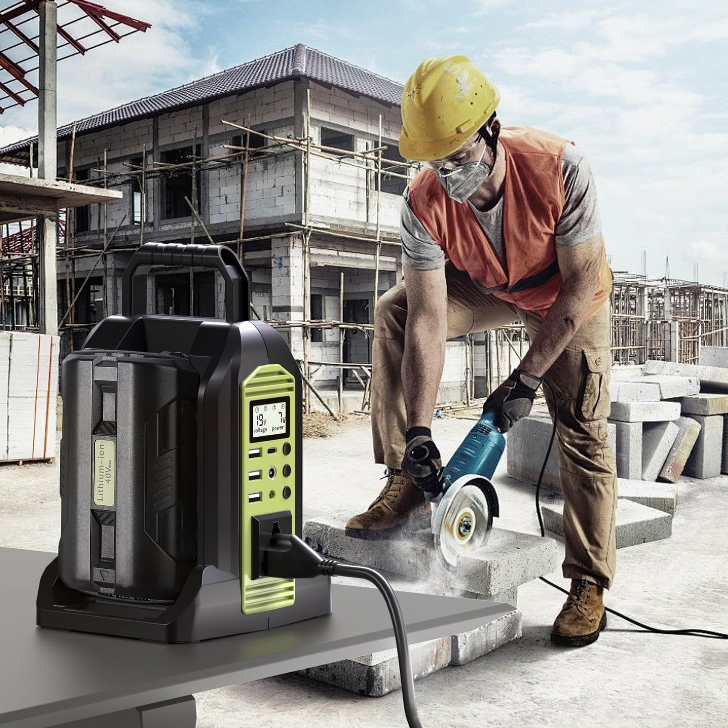 350W Power Inverter for Ryobi 40V Li-ion Battery, OP401 2-Port 40V to 120V Pure Sine Wave Inverter with LED Light, 3 USB-A Port, 1 USB-C Port, 1 DC Port, Power Station for Camping Emergency(Tool Only)