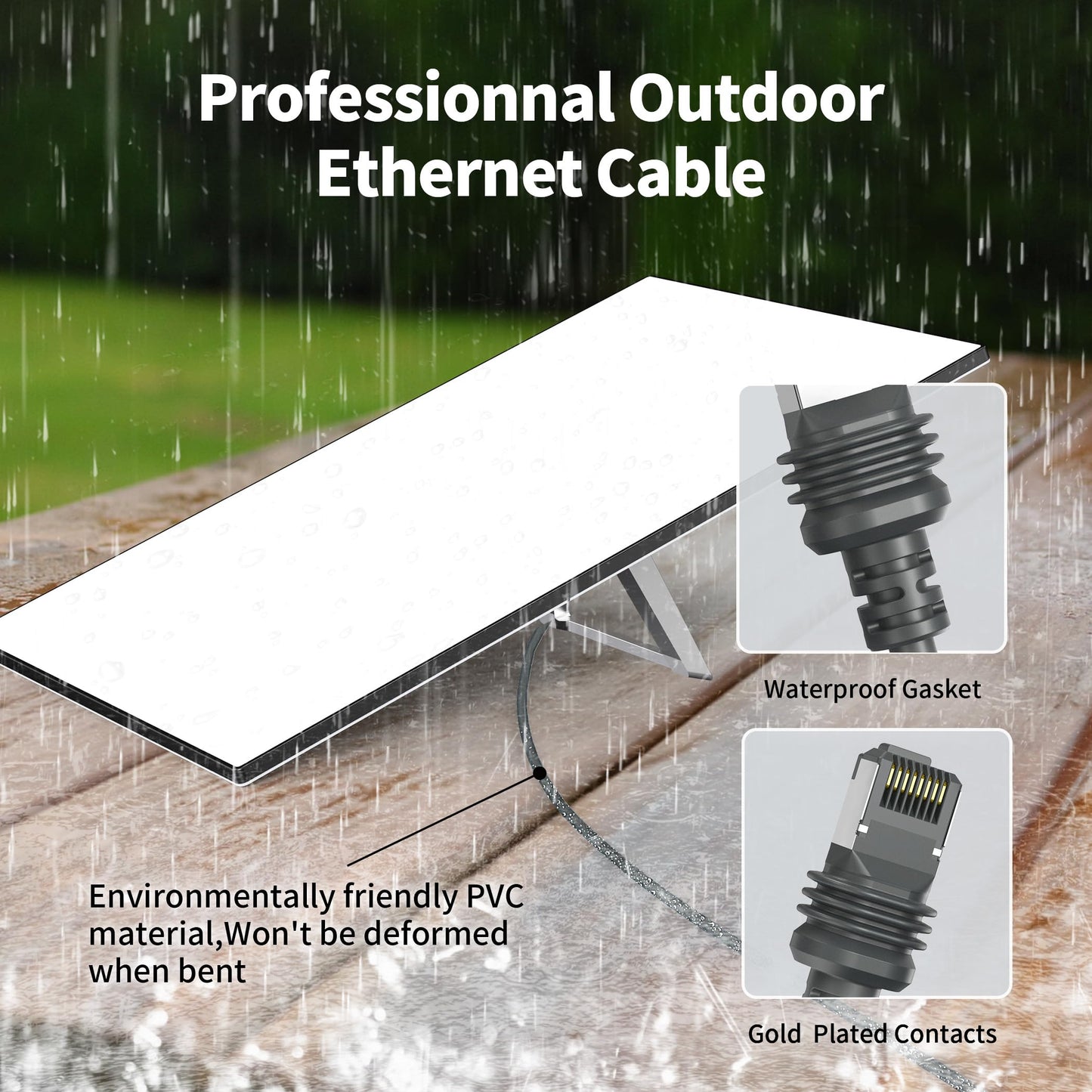 LUCMO 100FT/ 30M Starlink Gen 3 Cable for Starlink Standard Generation 3, Replacement Extension Cable Waterproof Satellite Starlink Standard V3 Cable (100FT), Grey