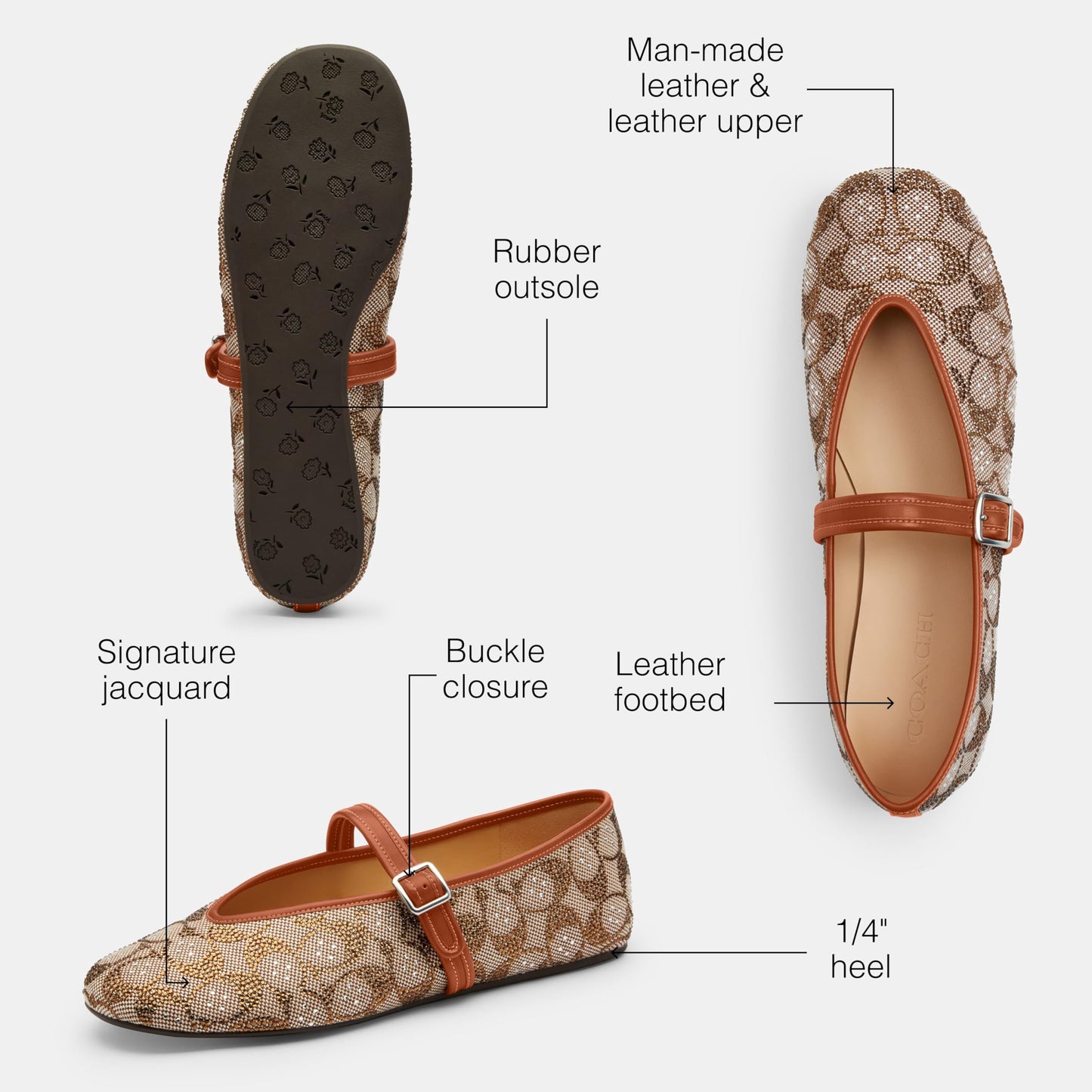 Coach Women's Sculpted C Soft Mary Jane Flat, Burnished Amber, 8