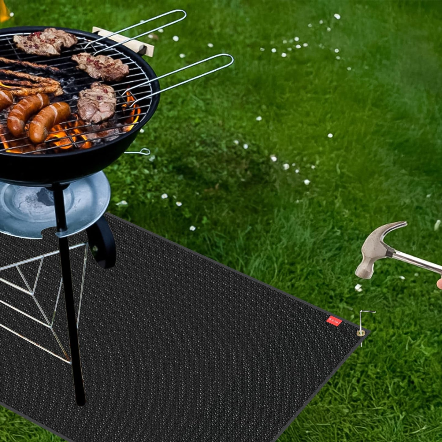 Large 48 x 40 inches Under Grill Mats for Outdoor Grill, Double-Sided Fireproof Grill Pad Mat, Fireproof, Waterproof and Oil Proof Quality BBQ Mat for Deck Patio Lawn