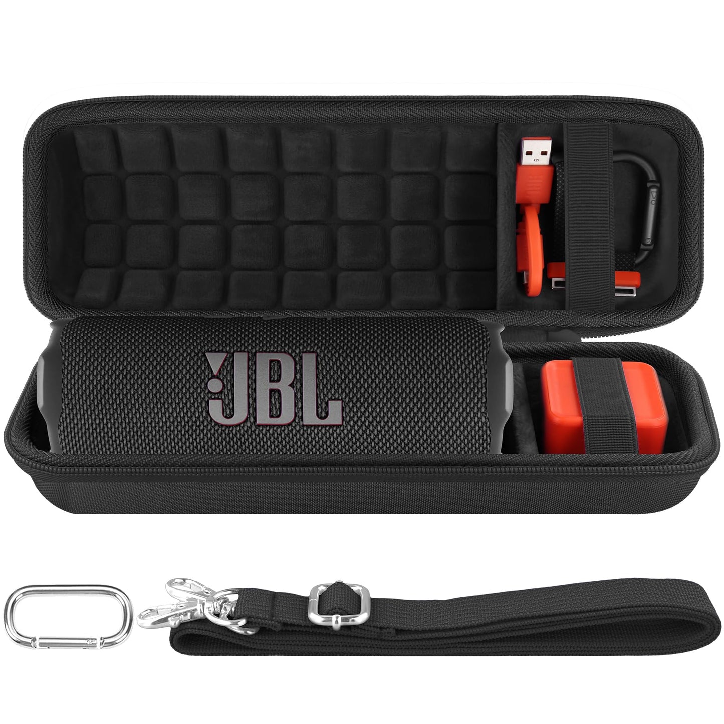co2CREA Hard Travel Case Replacement for JBL Flip 7 Flip 6 FLIP 5 Waterproof Portable Bluetooth Speaker (Black Case + Inside Black)