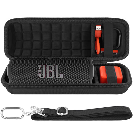 co2CREA Hard Travel Case Replacement for JBL Flip 7 Flip 6 FLIP 5 Waterproof Portable Bluetooth Speaker (Black Case + Inside Black)