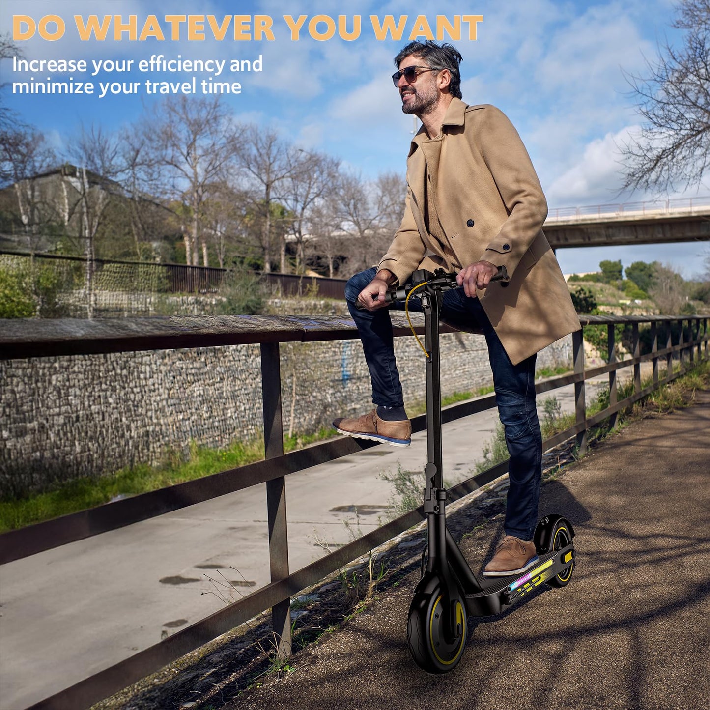 Electric Scooter for Adults, 15Ah Battery 28 Miles Range, 600W Motor, 10" Tires, Folding E Scooter with Drum Braking System, Smart APP Control