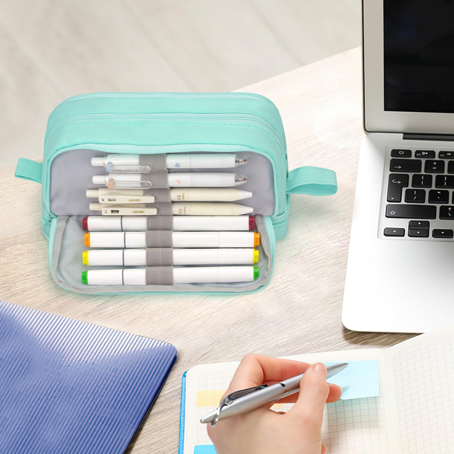 large capacity pencil case aesthetic green pencil pouch school supplies for girls big pencils case for teen girls extra large special pen bag pencil bags with zipper pen cases for adults and student