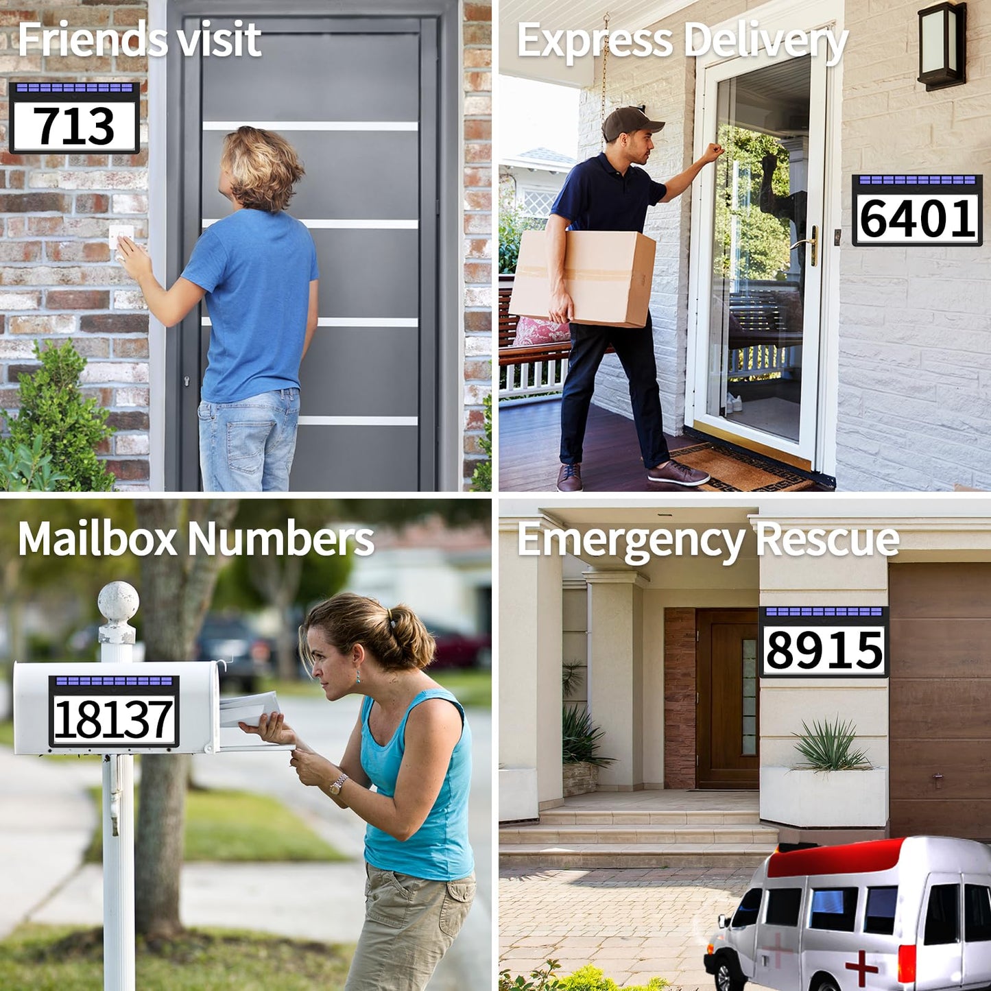 IVWVI Solar Address Sign, Lighted Address Plaque Outdoor Waterproof, Illuminated RGBW Color Address Numbers, House Numbers for Home Street Mailbox Outside