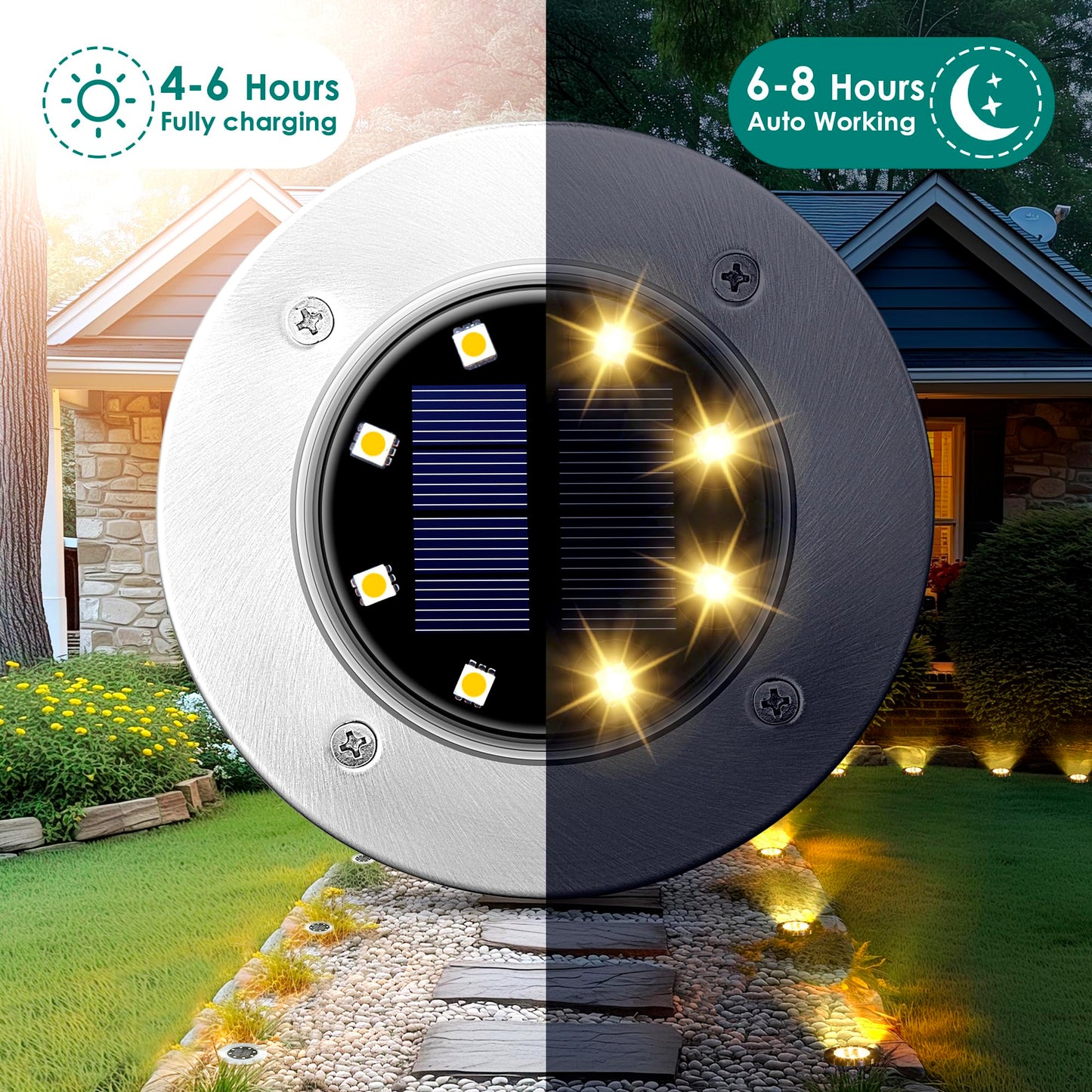 SOLPEX Solar Lights Outdoor Waterproof, 12 Pack Solar Ground Lights, Solar Garden Lights Landscape Lighting for Pathway Driveway Patio Backyard Walkway (Warm White)