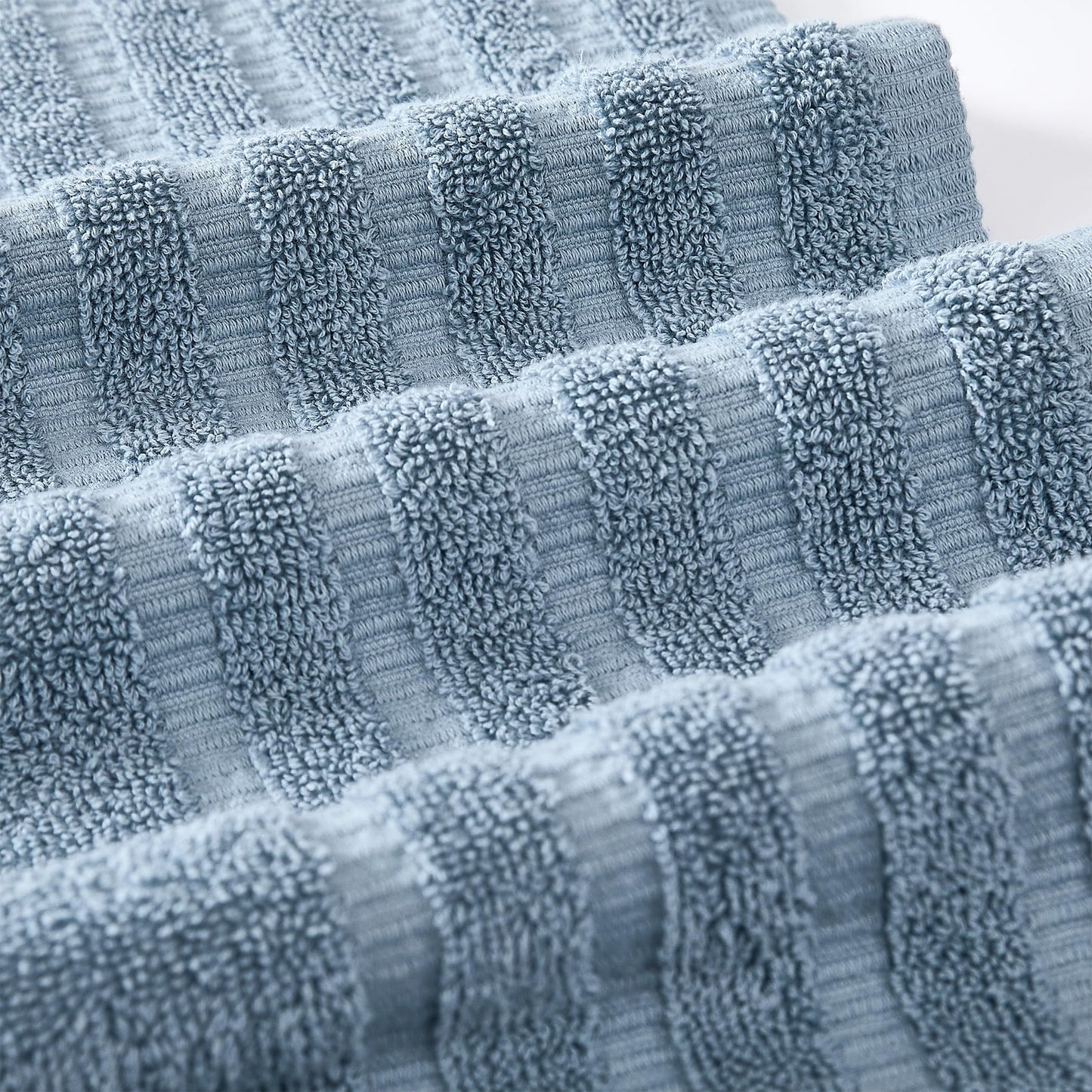 Modern Threads Organic Vines 6-Piece 100% Cotton Towel Set – Yarn Dyed Jacquard & Solid – Includes 2 Bath Towels, 2 Hand Towels, 2 Washcloths – Absorbent, Quick Dry, Soft & Durable – Blue