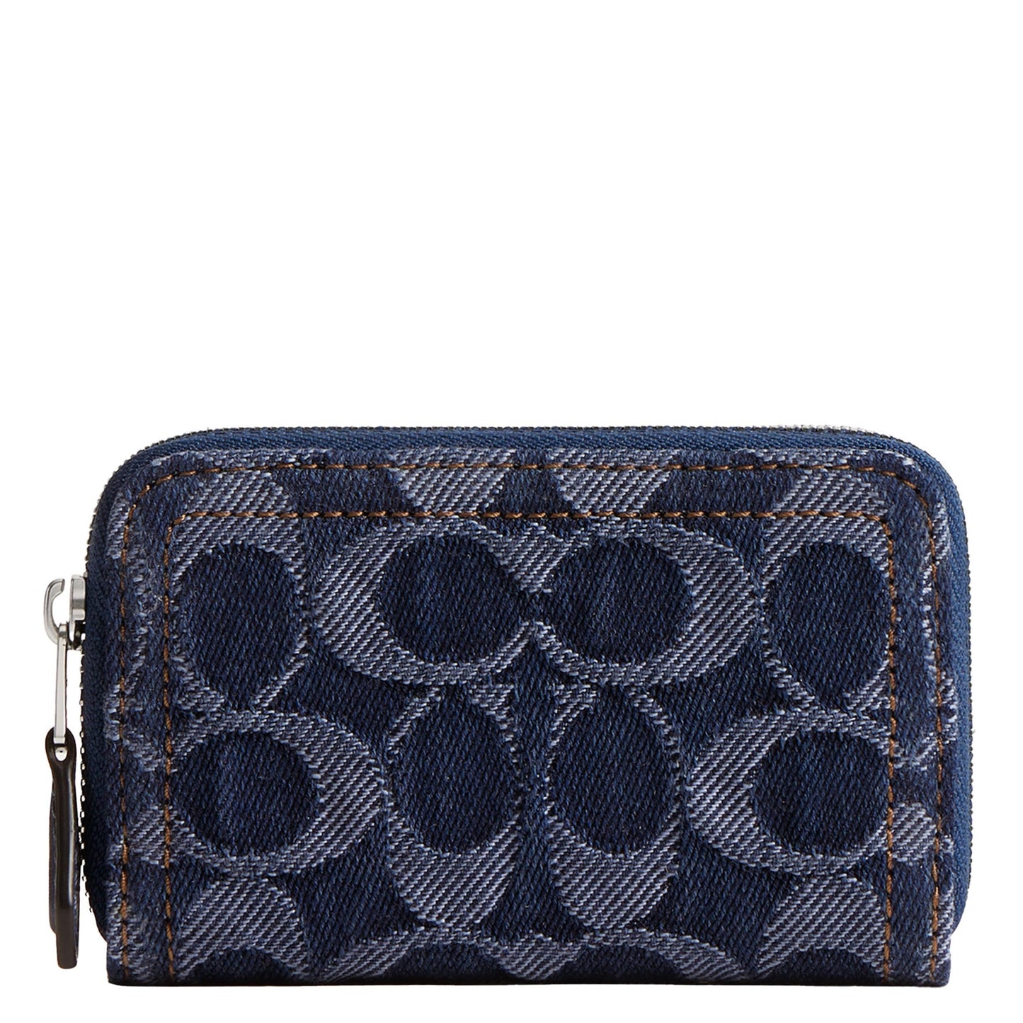 Coach Women's Essential Small Zip Around Card Case in Signature Denim Accessory-Travelers Sleeves, LH/Deep Blue Multi, One Size