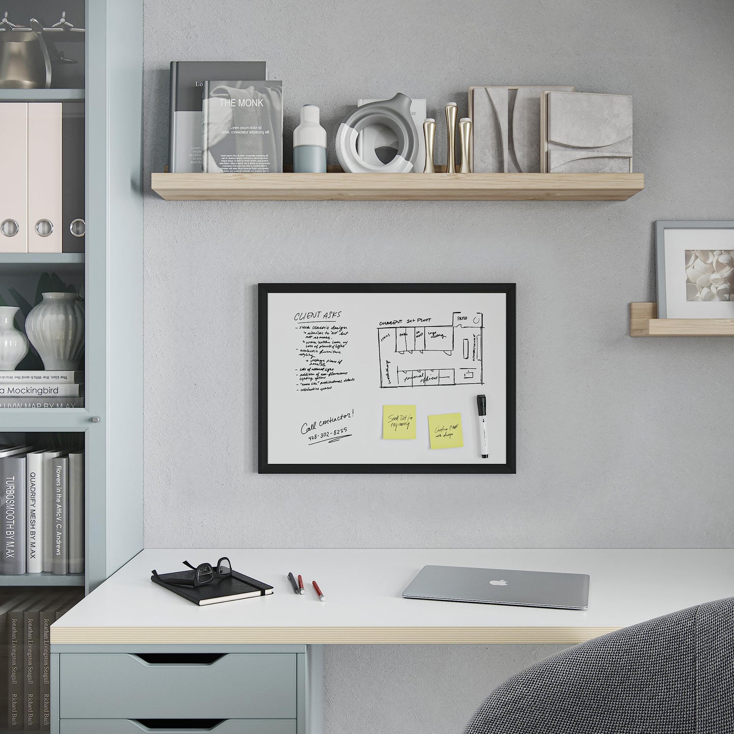 U Brands Magnetic Dry Erase Board, 17 x 23 Inches, Black Wood Frame (307U00-01)