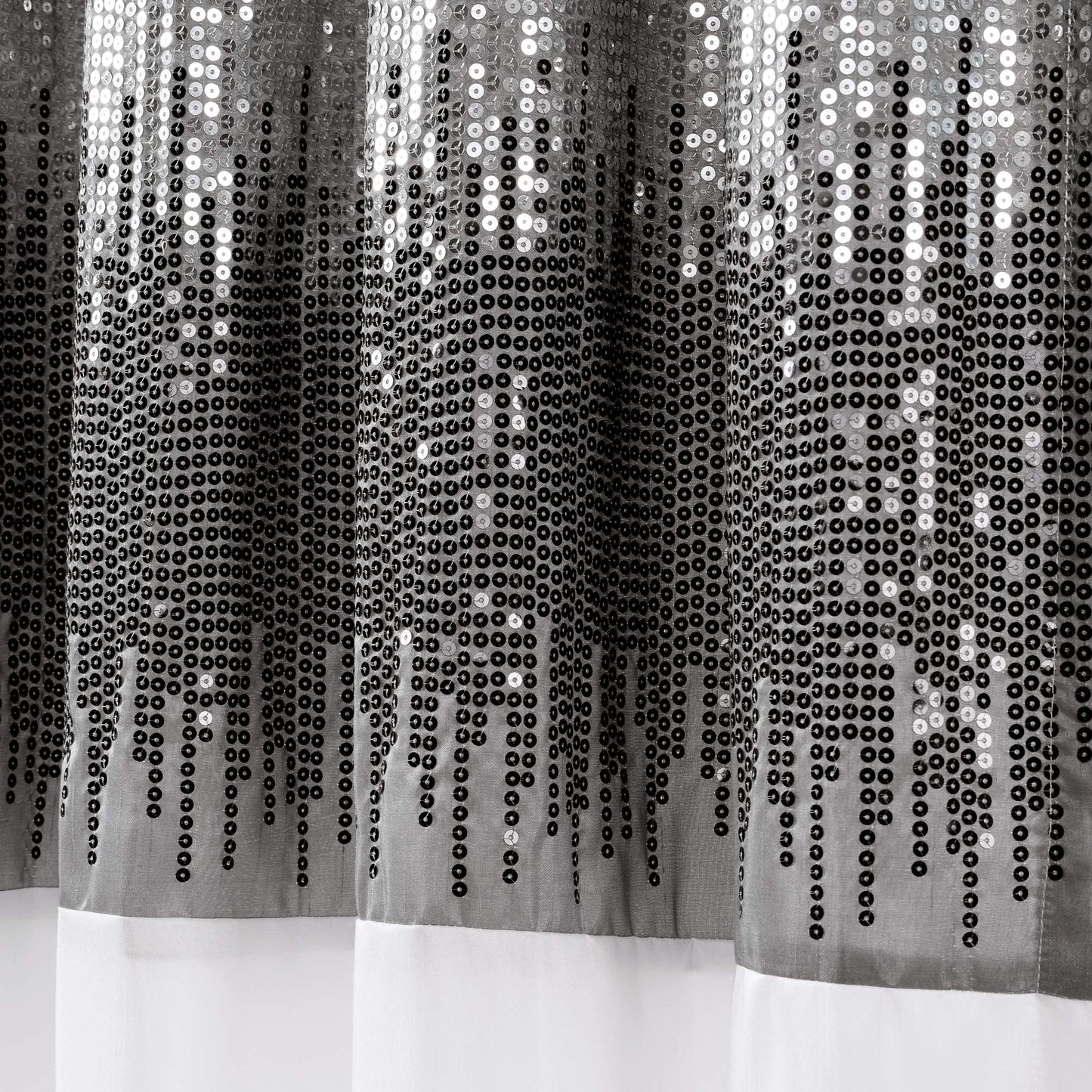 Lush Decor Night Sky Window Curtain Panel, Single 42"W x 84"L Black & White - Sequin Backdrop Curtain - Room Darkening Curtains For Bedroom - Glam Decor