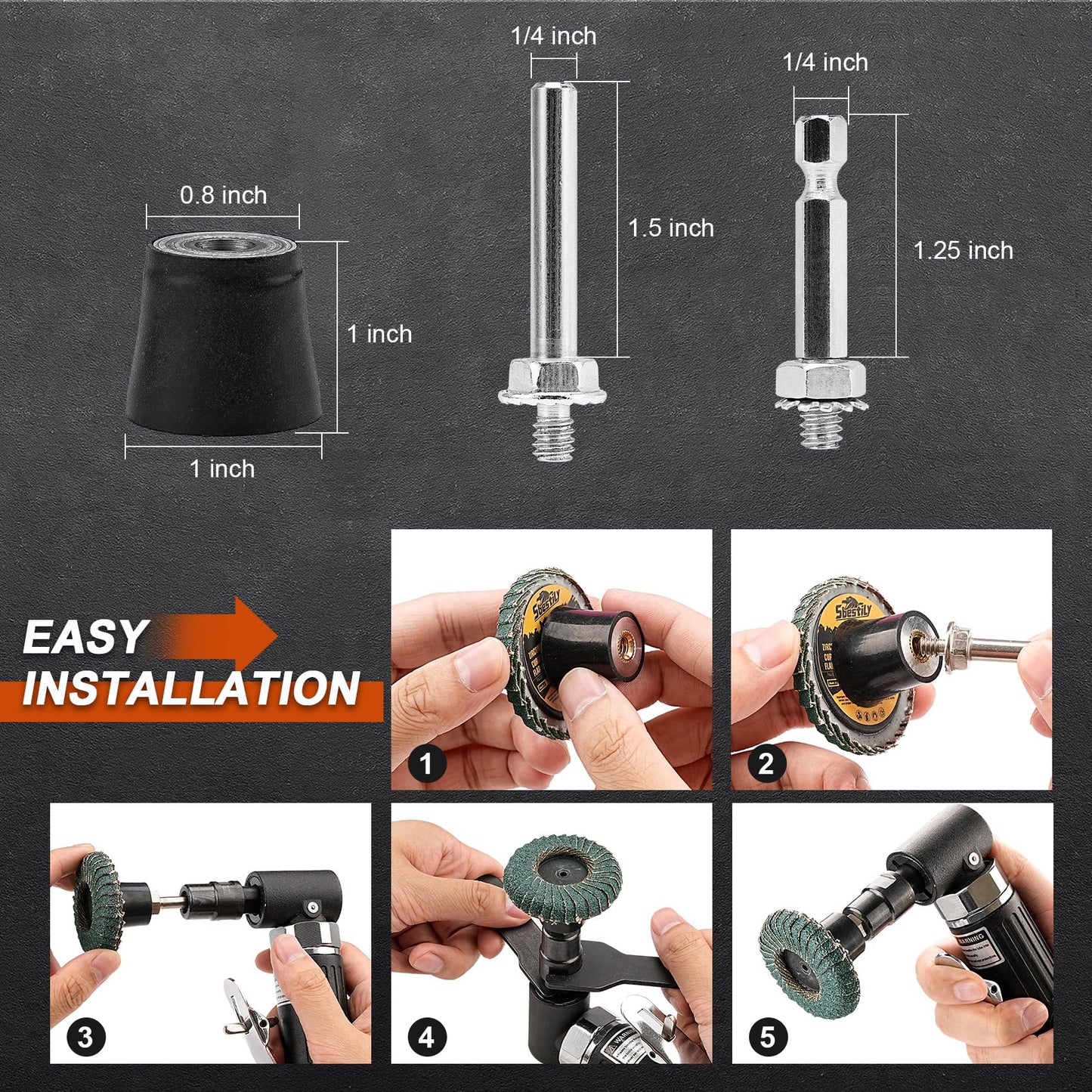 Sbestily 10PCS 80 Grit Curved Flap Disc 2 Inch Roll Lock Quick Change Sanding Discs 1pcs 1/4" Holder Surface Grinding Disc for Die Grinder Metal Surface Grind Burr Finish Weld Rust Paint Removal