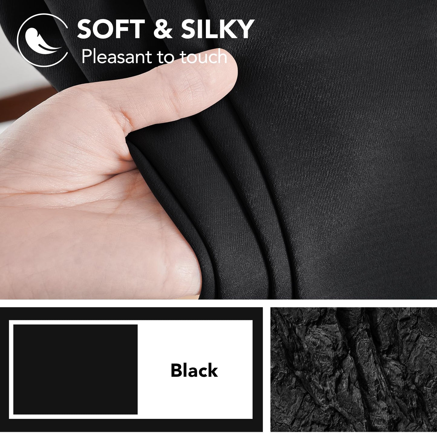 Deconovo Blackout Curtains 84 Inches Long, Black Blackout Curtains for Bedroom - 2 Panels, 52x84 Inch, Room Darkening Curtains for Living Room, Back Tab and Rod Pocket Black Curtains