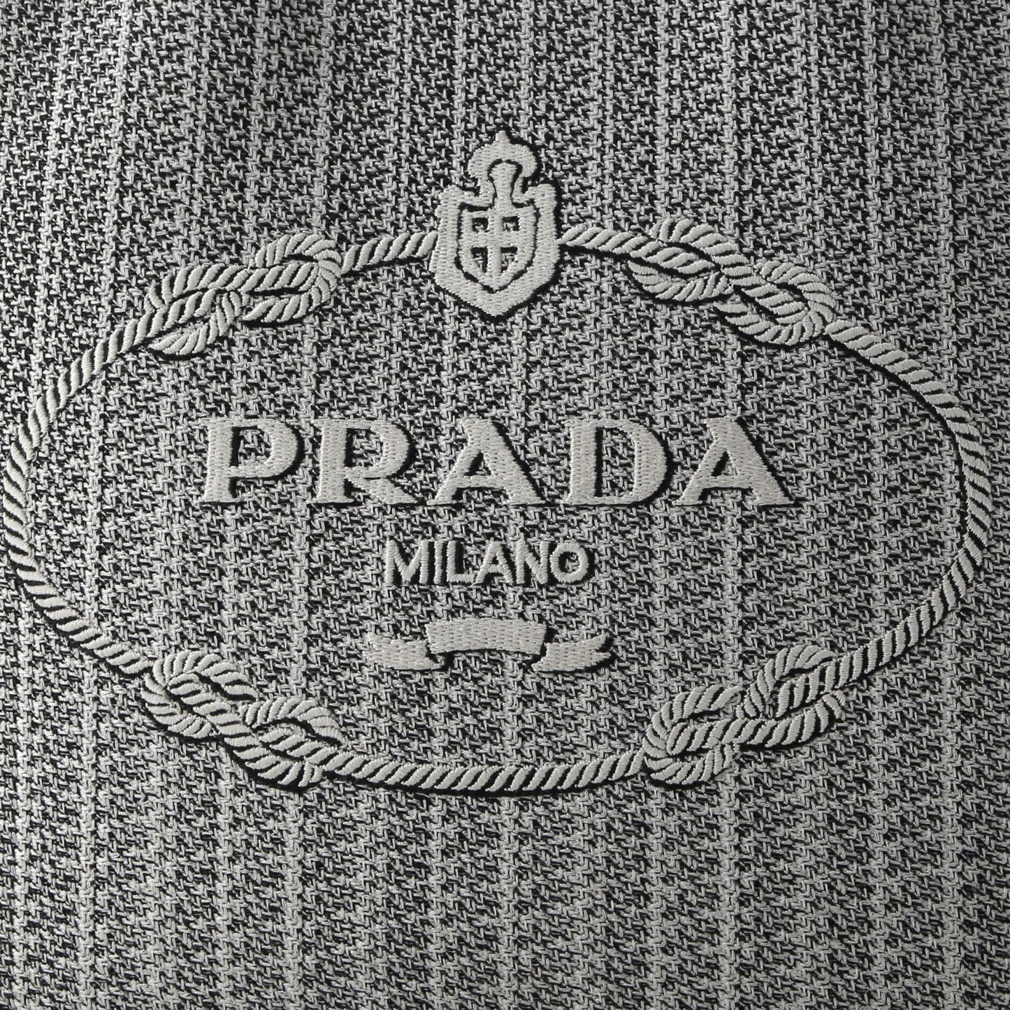 Prada, Pre-Loved Logo Strap Canapa Tote Jacquard Medium, Black