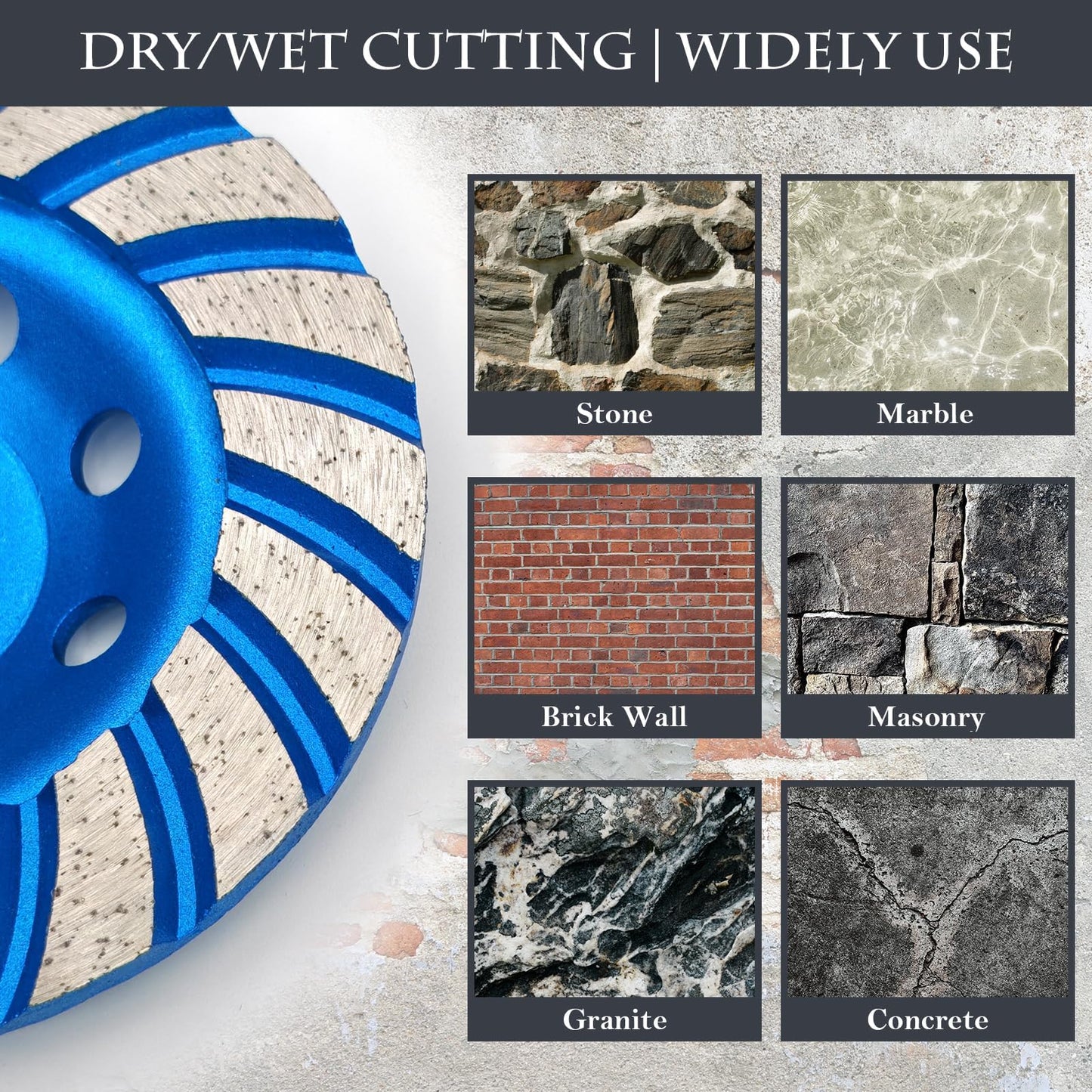 SWIGRANCE 2Pcs Diamond Concrete Grinding Cup Wheels 115mm 4-1/2" Set (Double Row + Turbo Row Segment), Fits 7/8" Arbor for Angle Grinder, Shaping Cleaning Concrete Masonry Marble Granite Brick