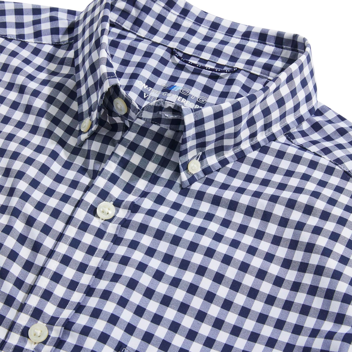 vineyard vines Men's On-The-Go Nylon Gingham Shirt, Blue Blazer Plaid