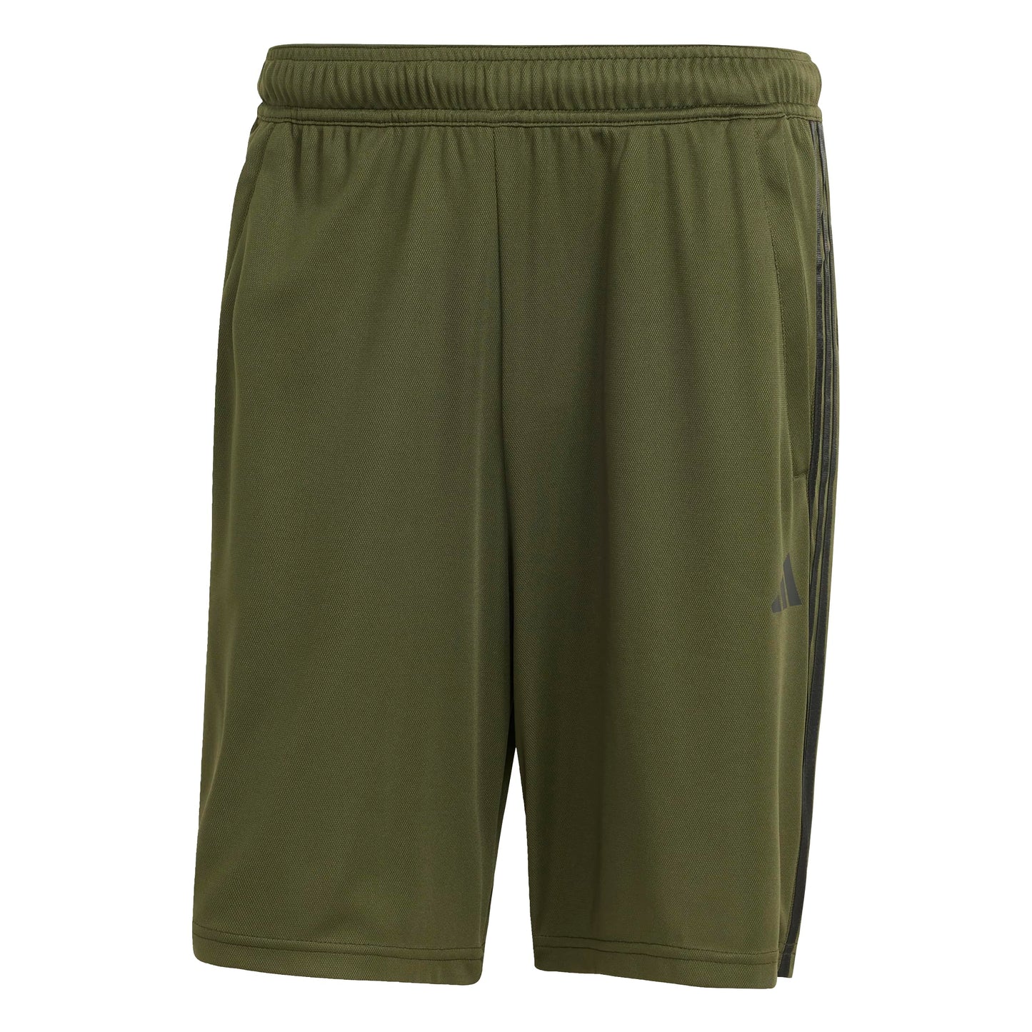 adidas Men's Train Essentials Piqué 3-Stripes Shorts, Night Cargo/Black