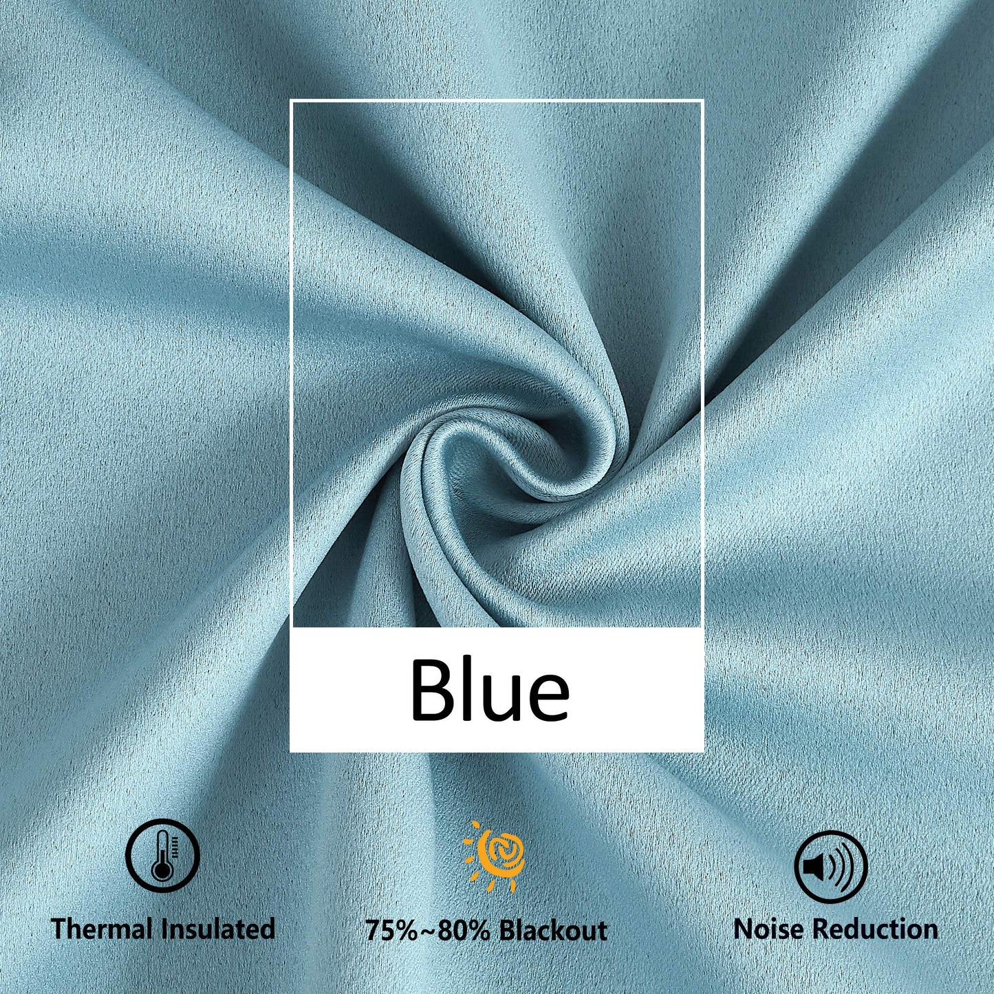 TREATMENTEX Pom-Pom Blue Curtains Living Room 84 inches Energy Efficient Thermal Insulated Room Darkening Curtain Panels for Bedroom Window Draperies Nursery Room Children 50in w x2 Panels Rod Pocket